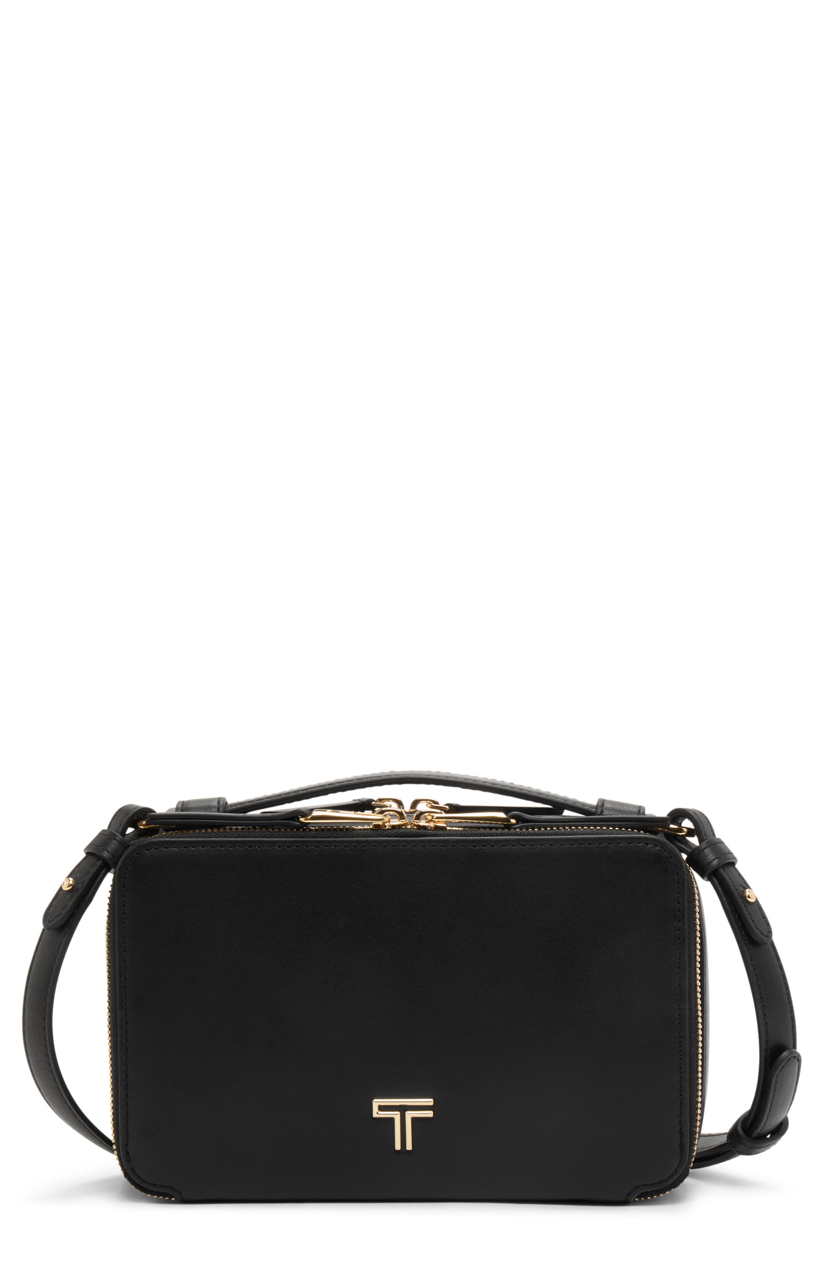 TUMI Myla Leather Crossbody Bag, Main, color, Black/ Light Gold