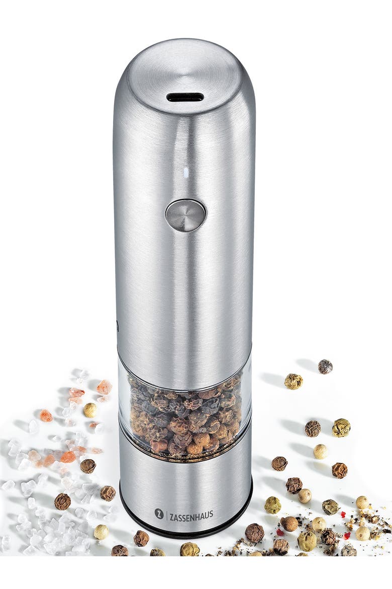 Koln Rechargeable Salt or Pepper Mill, 5.5" H x 1.5", Chrome, Alternate, color, Chrome