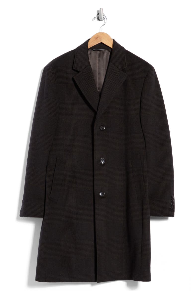 Wool Blend Overcoat, Alternate, color, OLIVE/ NAVY