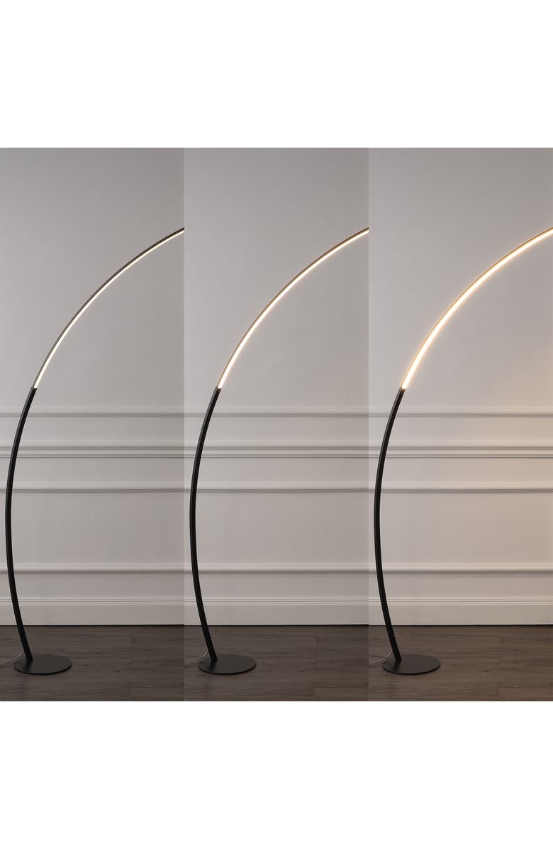 JONATHAN Y Enzo 68" Contemporary Minimalist Metal Arc Dimmable Integrated LED Floor Lamp, Black, Alternate, color,