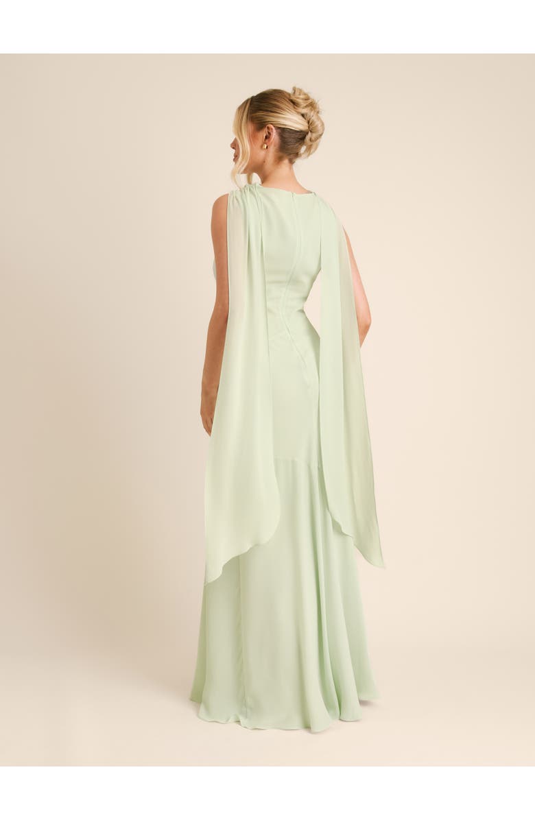 Six Stories High Cowl Drape Chiffon Bridesmaid Dress, Alternate, color, Mint Green