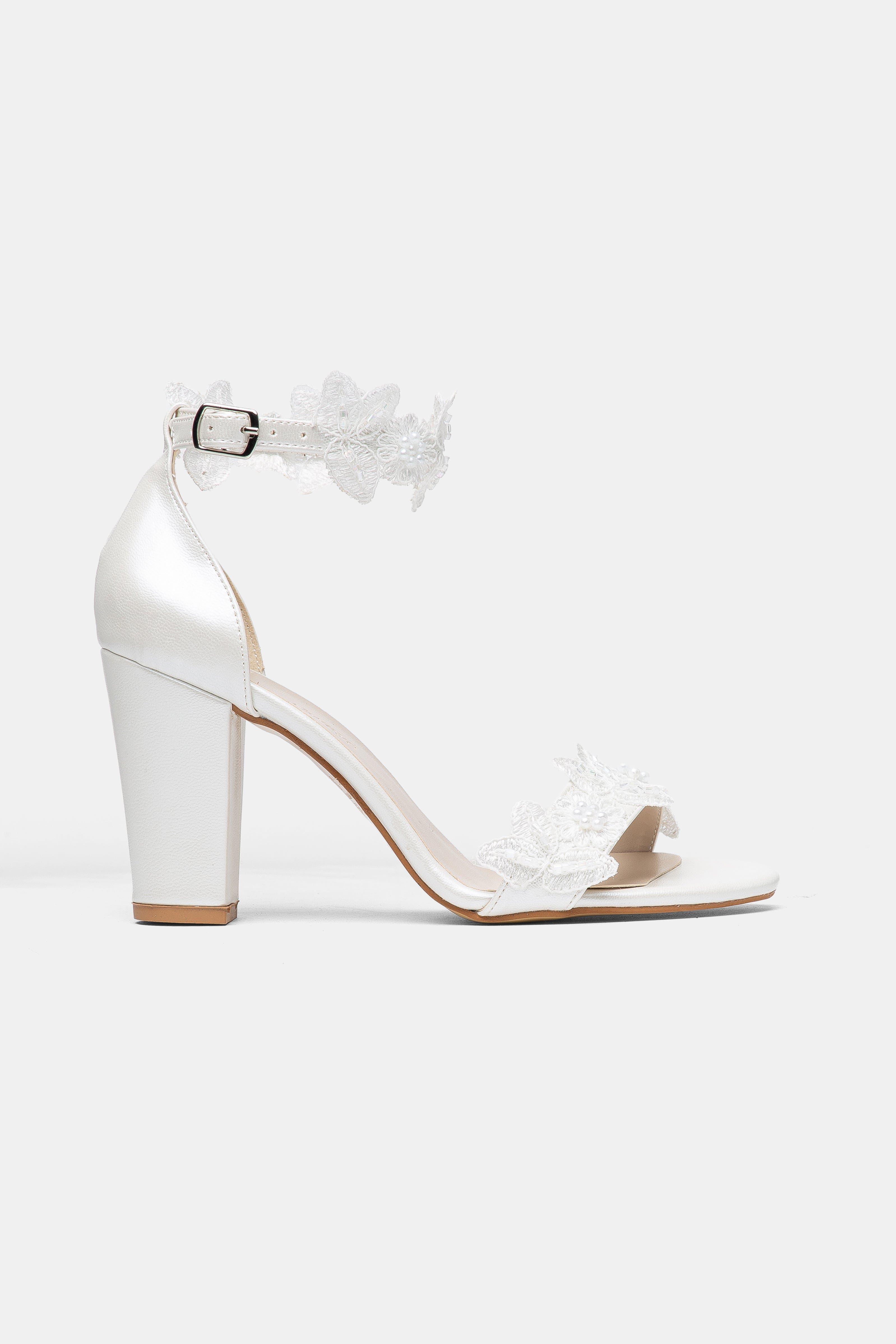Florielle Lace Wedding Heels, Alternate, color, Ivory