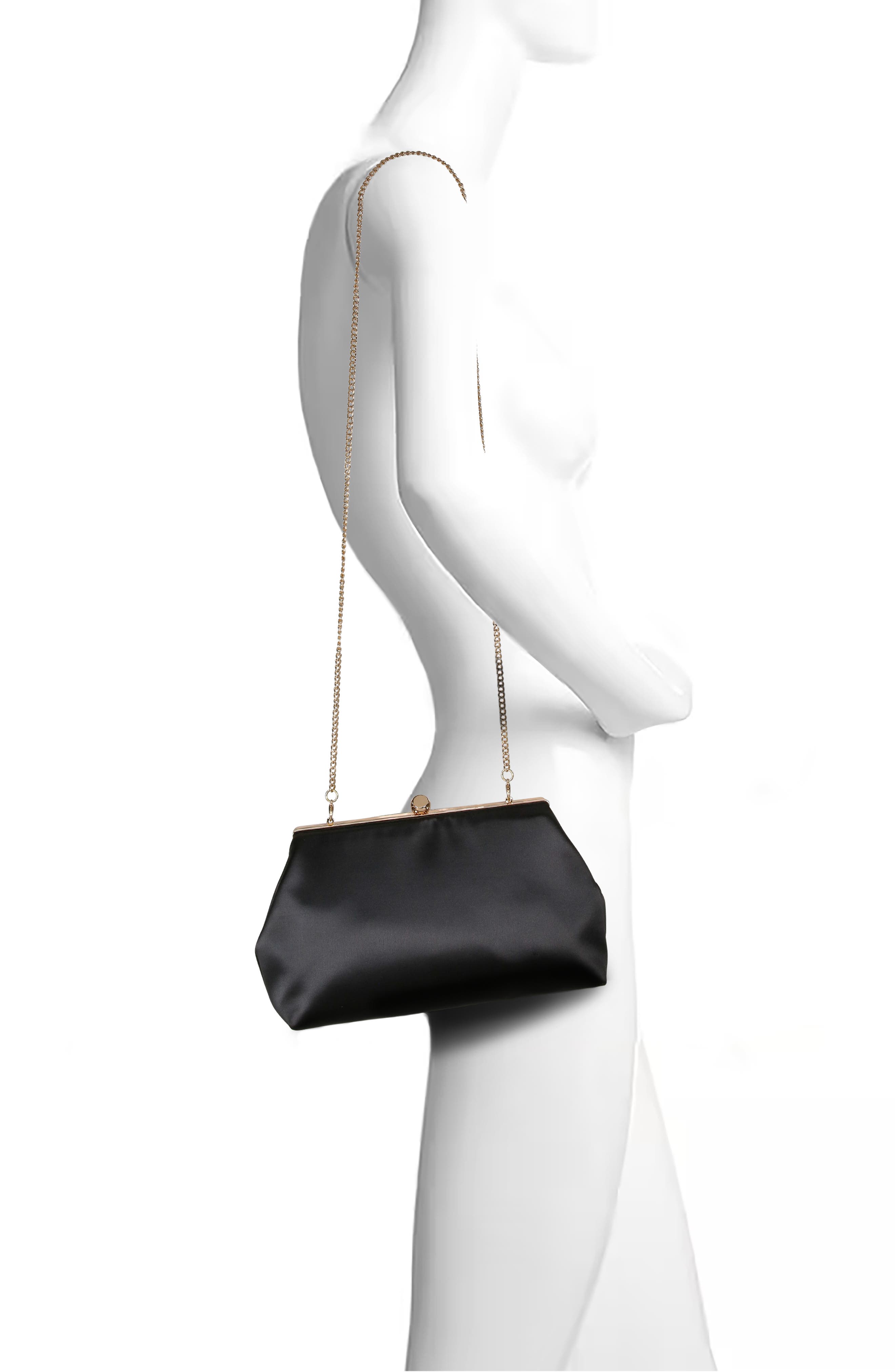 Jewel Badgley Mischka Camilla Classic Satin Pouch, Alternate, color, Black