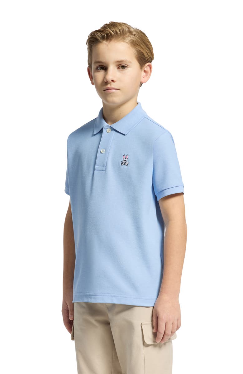 Psycho Bunny Kids' Classic Cotton Pique Polo, Alternate, color, Serenity