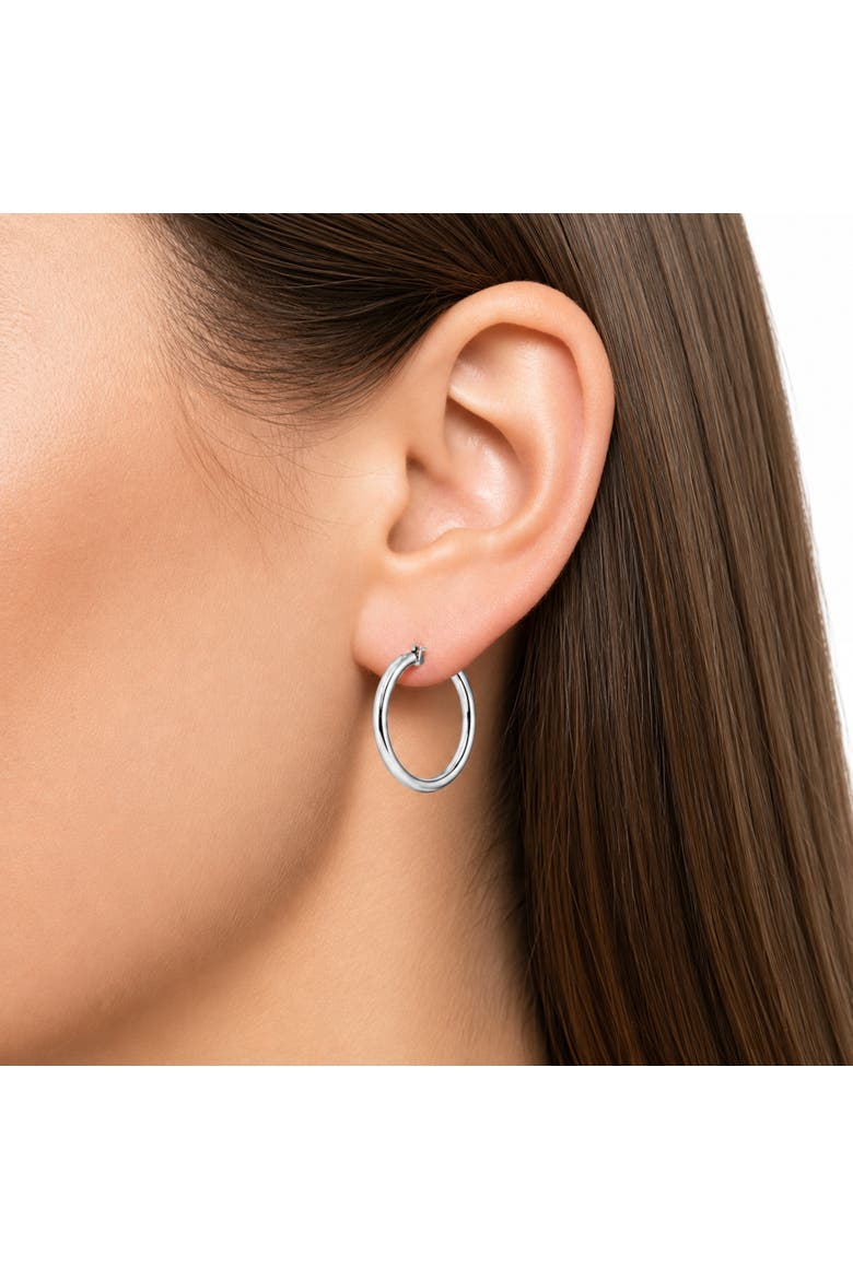 Sterling Silver  Medium Hoop Earrings, Alternate, color, Silver