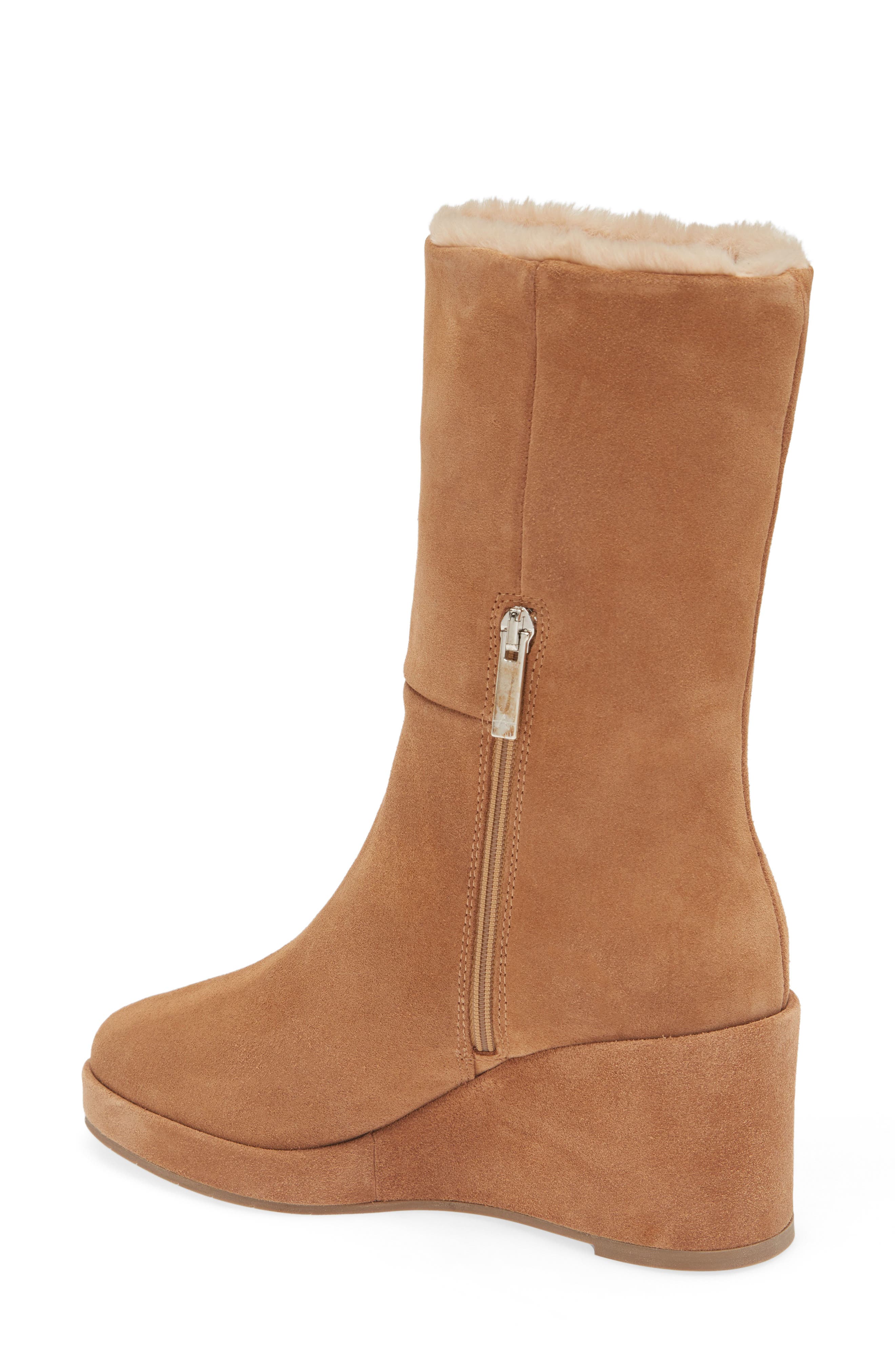 Aquatalia Imperia Faux Fur Lined Wedge Bootie, Alternate, color, 