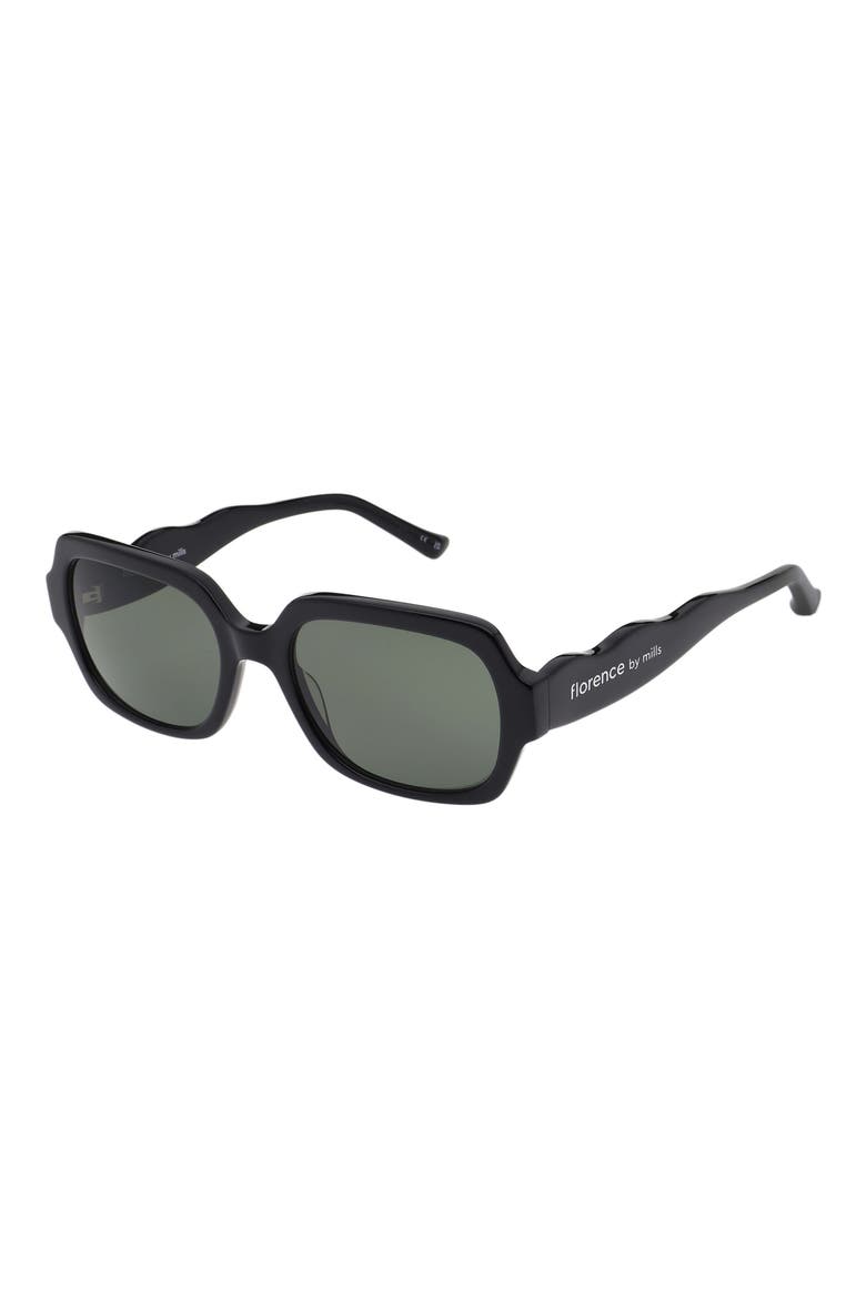 55mm Rectangular Sunglasses, Alternate, color, GLOSS BLACK