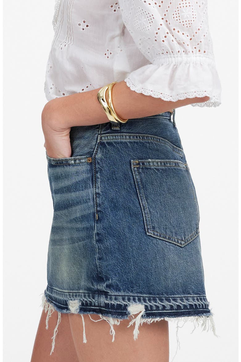 Postage Stamp Denim Mini Skirt, Alternate, color, CROSWELL WASH