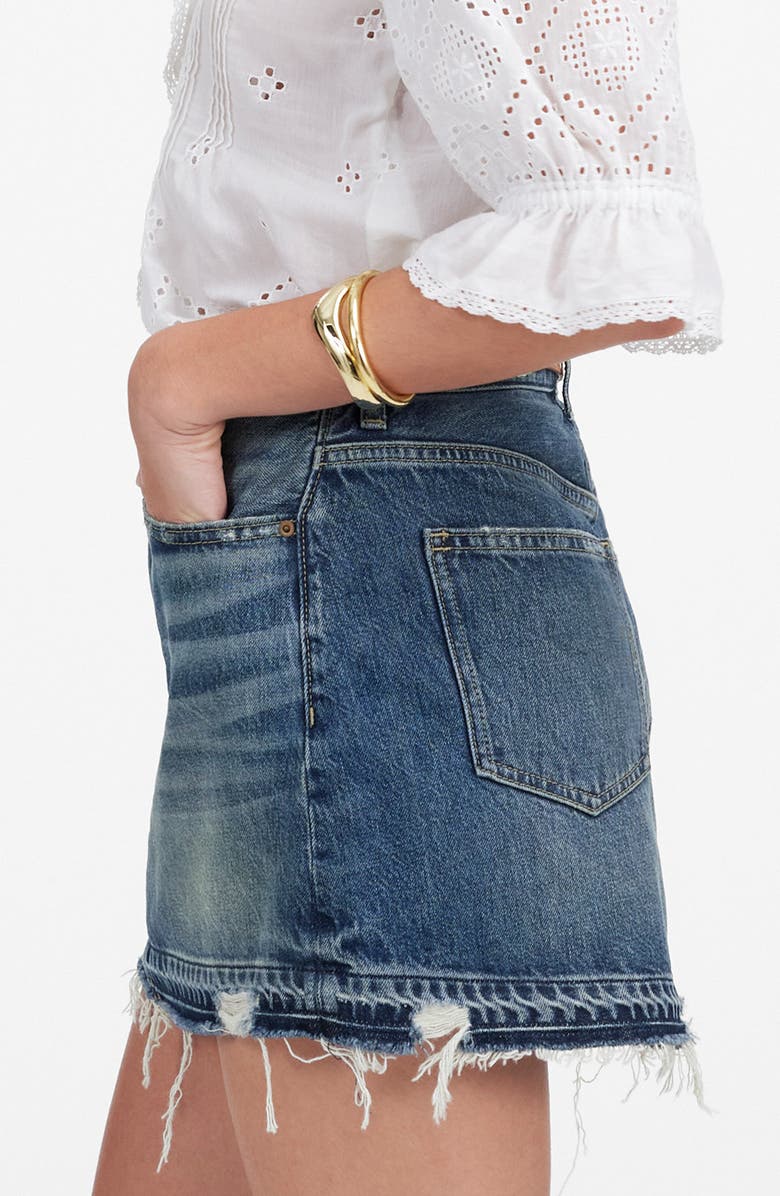 Madewell Postage Stamp Denim Mini Skirt, Alternate, color, Croswell Wash