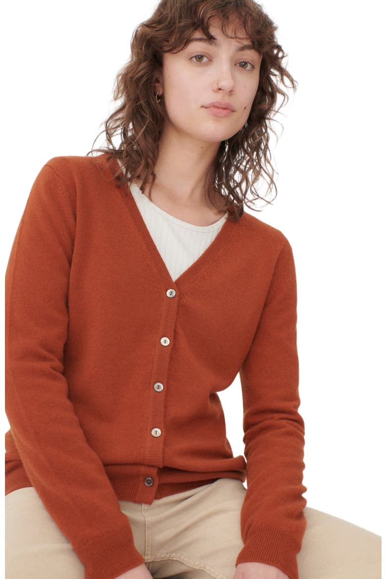 Essential Cashmere V-Neck Cardigan, Alternate, color, sugar almond