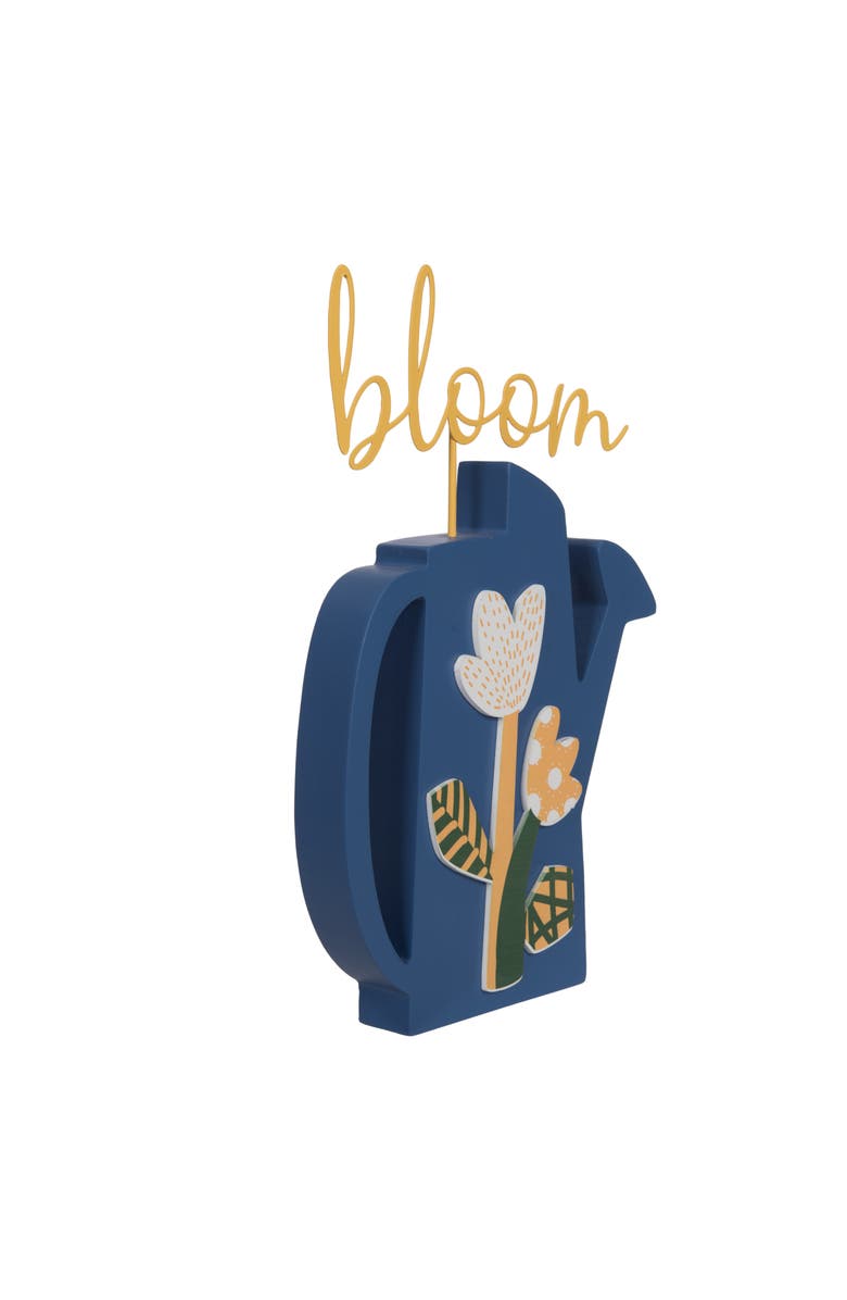 Transpac MDF and Metal Decorative Sign Bloom Figural Wood Decorations Yellow and Blue and White for Spring Wall and Entryway Decor, Alternate, color, Multicolored