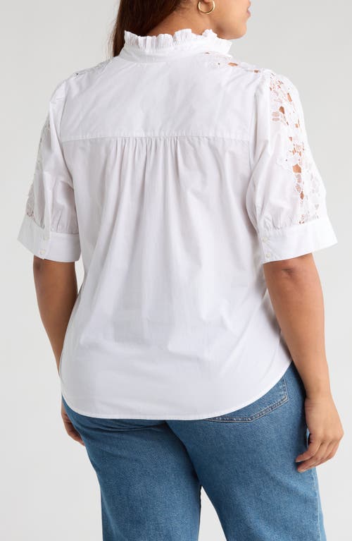 Caslonr Caslon(r) Ruffle Lace Appliqué Cotton Top In White