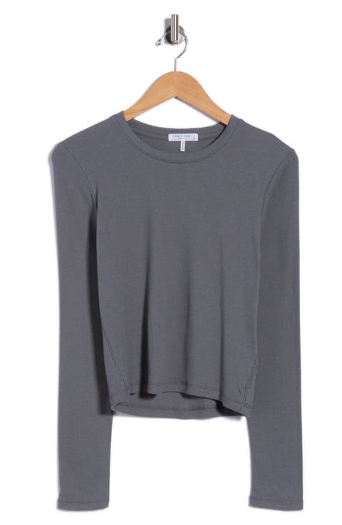 Essie Long Sleeve Ribbed Crop T-Shirt