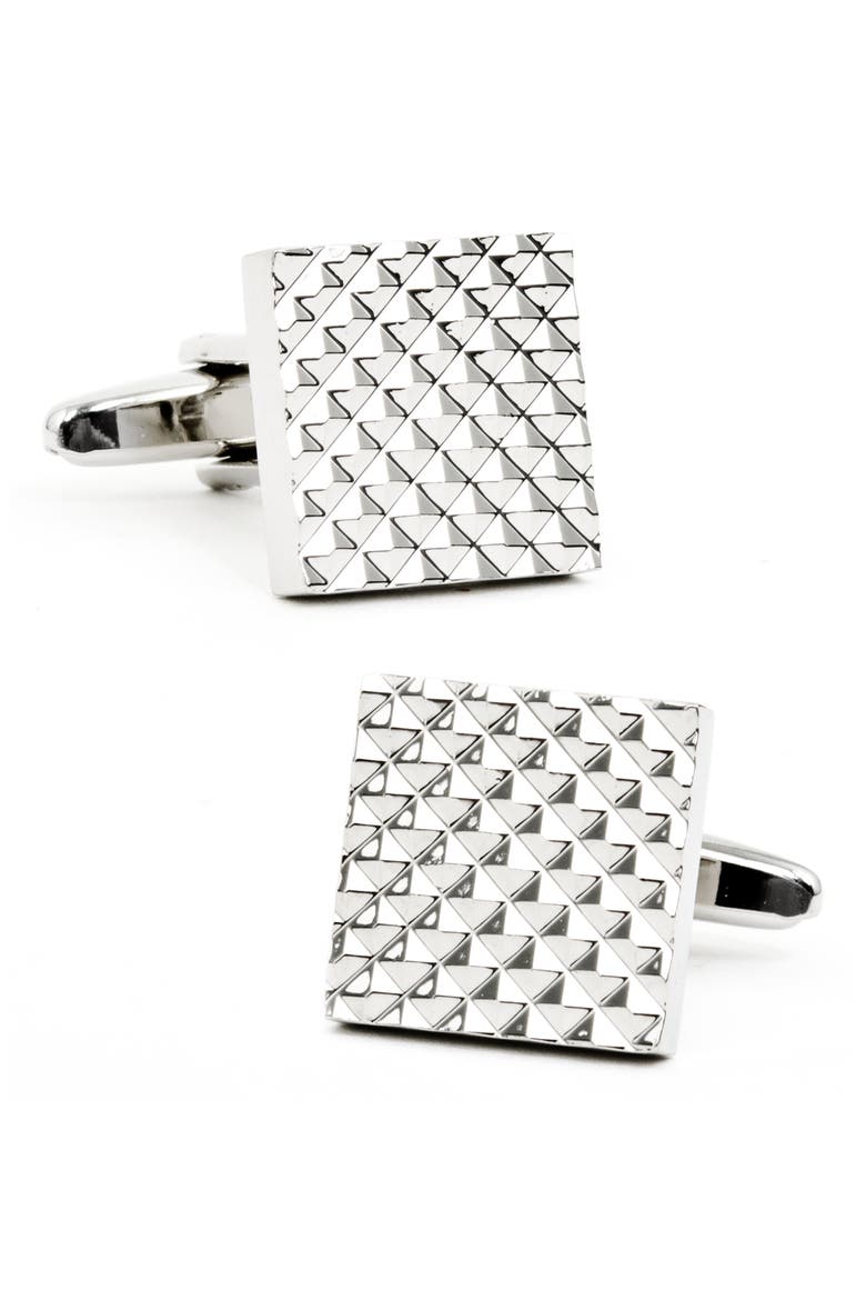 Apex Square Cuff Links, Main, color, SILVER