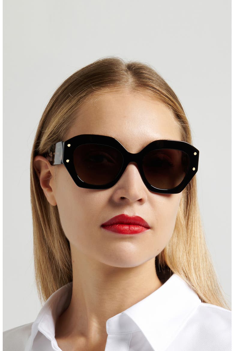 Her 53mm Gradient Square Sunglasses, Alternate, color, BLACK/ BROWN SF