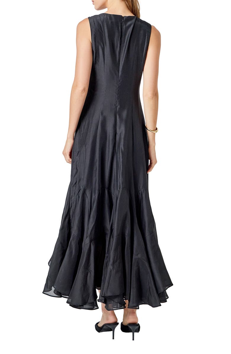 Endless Rose Godet Detail Maxi Dress, Alternate, color, Black