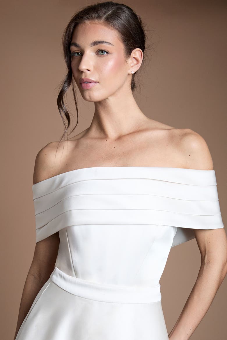 Bandeau Neck Bridal Shrug Top, Alternate, color, Ecru