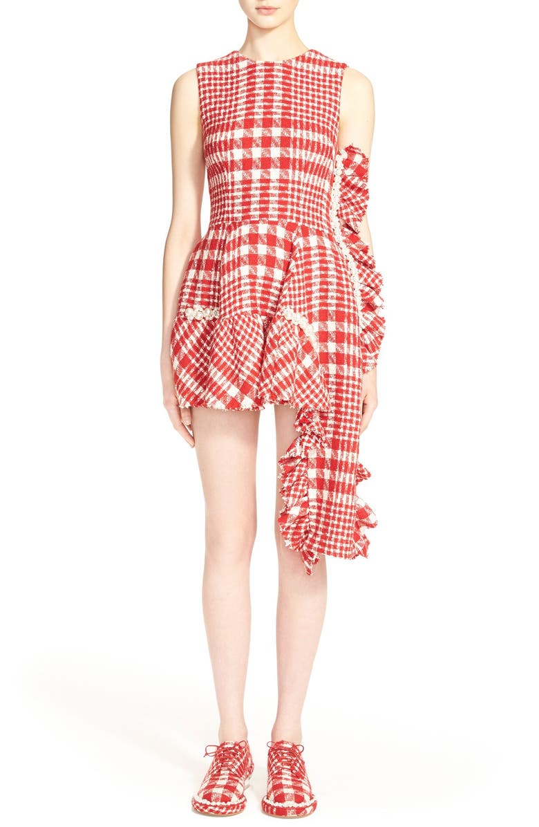 Simone Rocha Plaid Tweed Drop Hem Dress, Main, color,