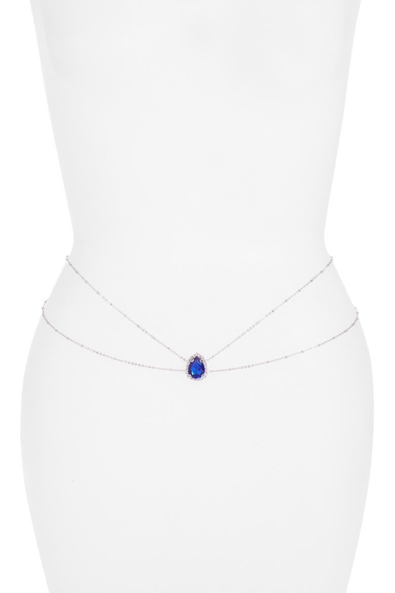 Heart of the Ocean Belly Chain, Main, color, BLUE
