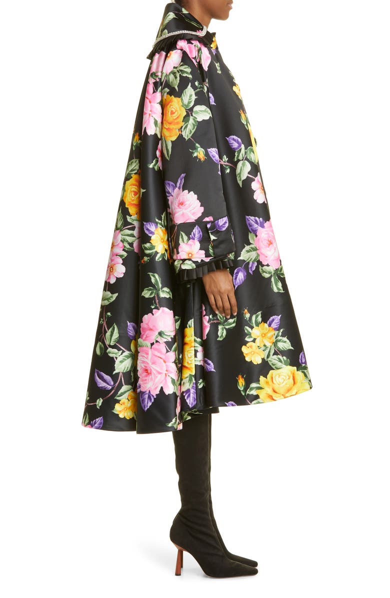 Richard Quinn Ella Floral Print Crystal Embellished Ruffle Trim Coat, Alternate, color, 