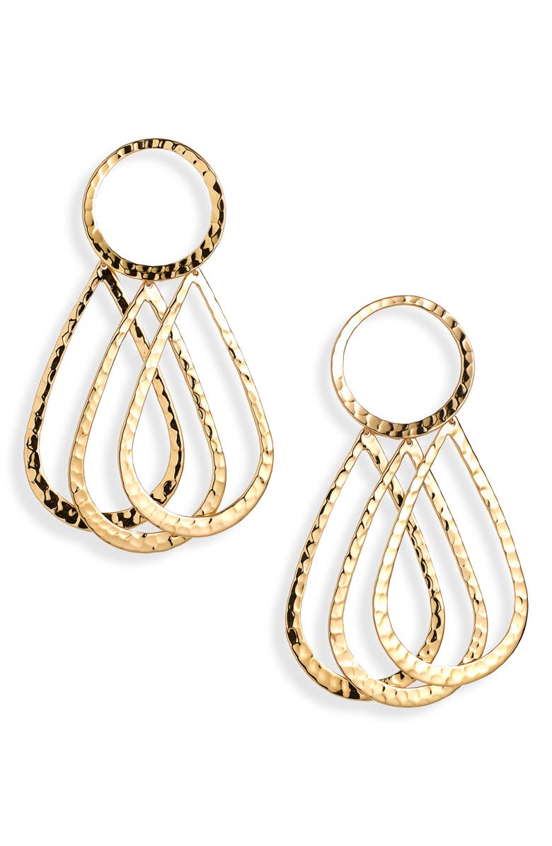Gas Bijoux Mimi Hammered Drop Earrings, Main, color, Gold