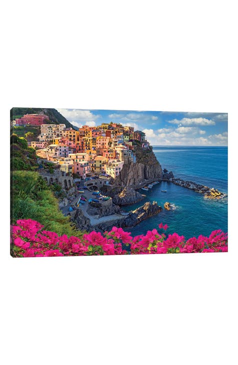 'Bougainvillea in Manarola Cinque Terre Italy' by Susanne Kremer Canvas Artwork