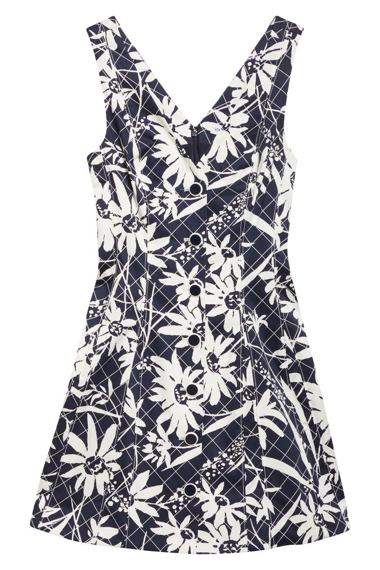 Lou Mixed Floral Sleeveless Stretch Cotton Fit & Flare Dress, Alternate, color, NAVY DOVE