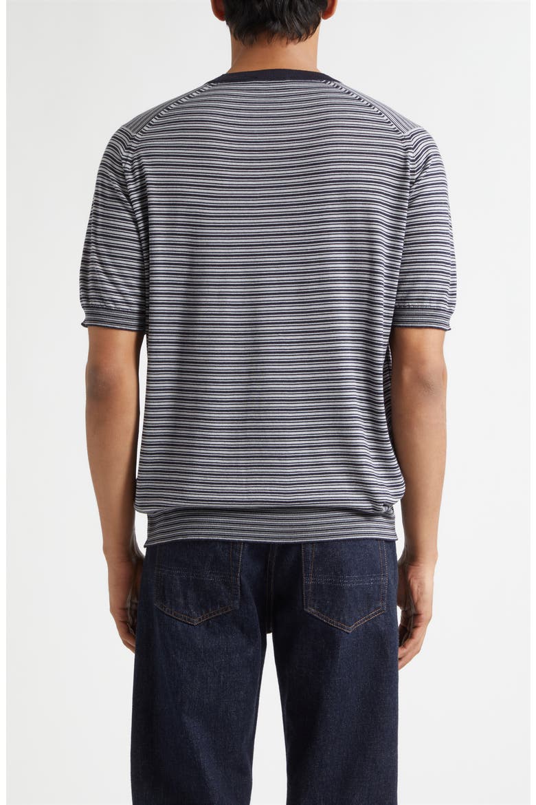 Howick Stripe Merino Wool & Sea Island Cotton T-Shirt, Alternate, color, NAVY/ CHALK