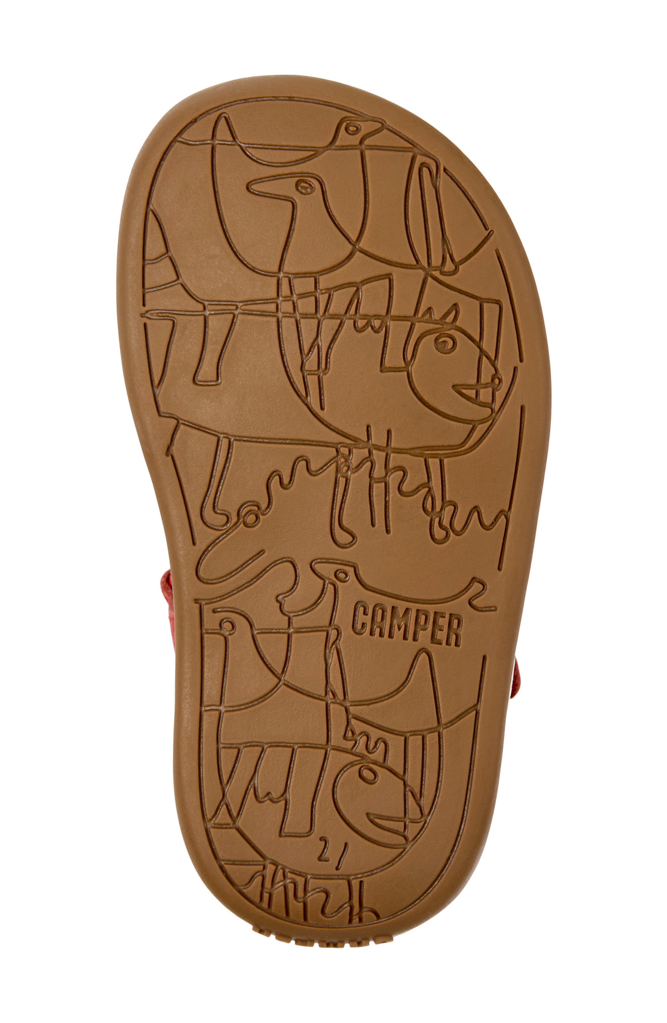 Camper Kids' Ankle Strap Leather Sandal, Alternate, color, Multi - Red