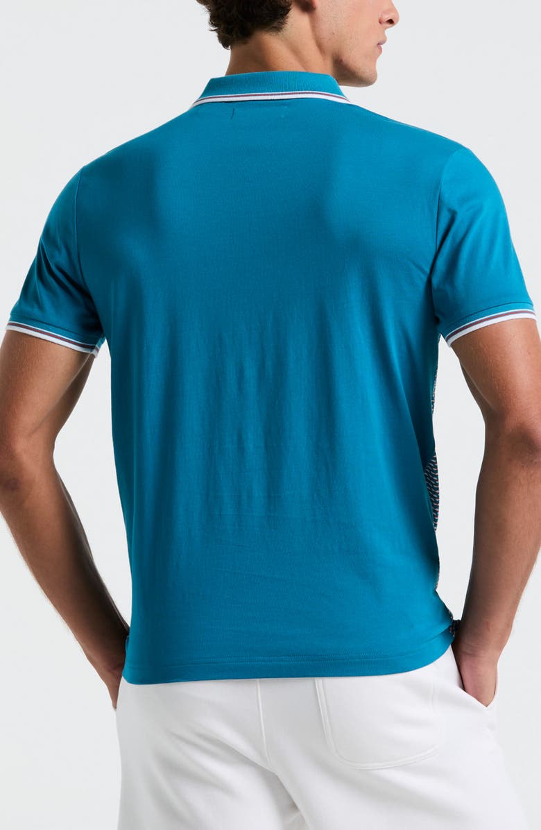 Original Penguin Geometric Print Cotton Polo, Alternate, color, Mosaic Blue