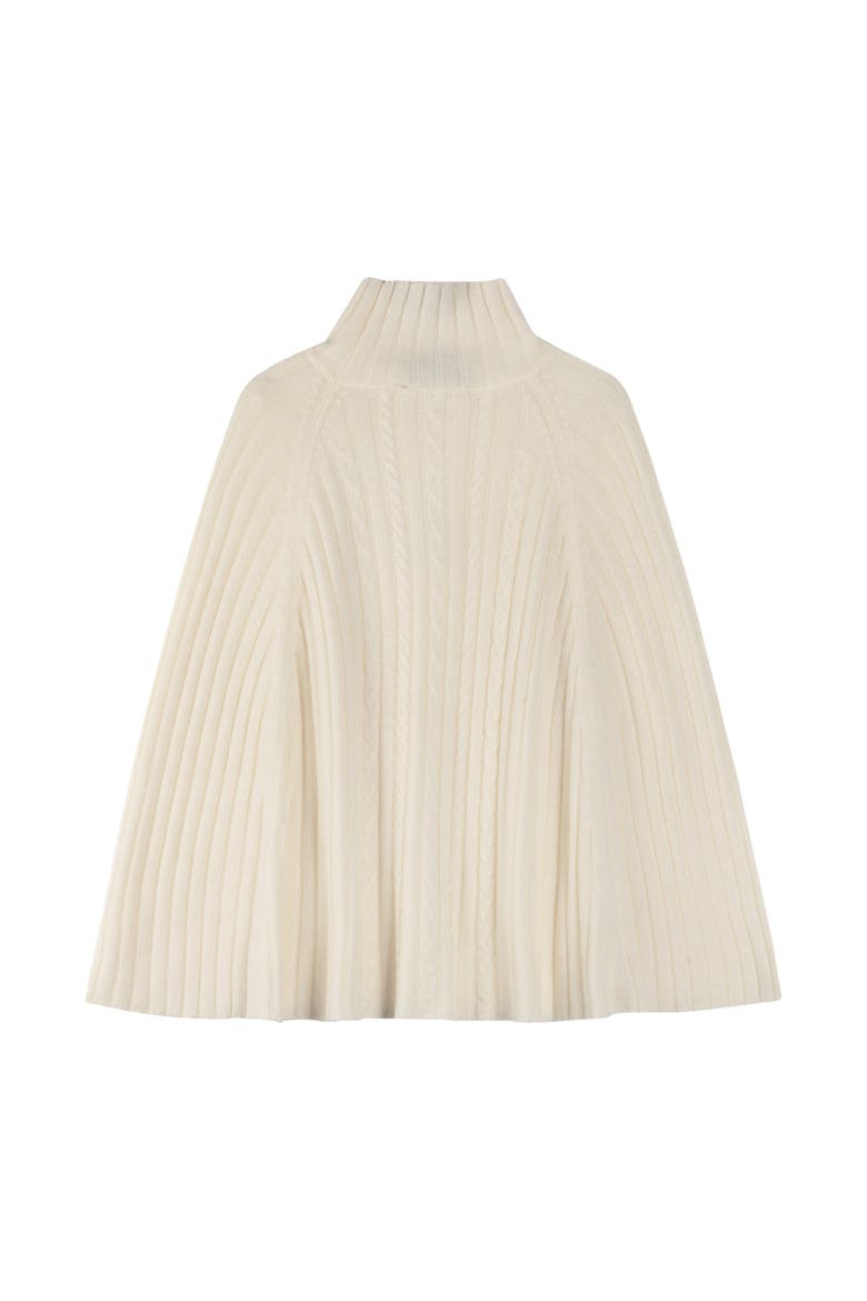 knit cable cape, Alternate, color, cream
