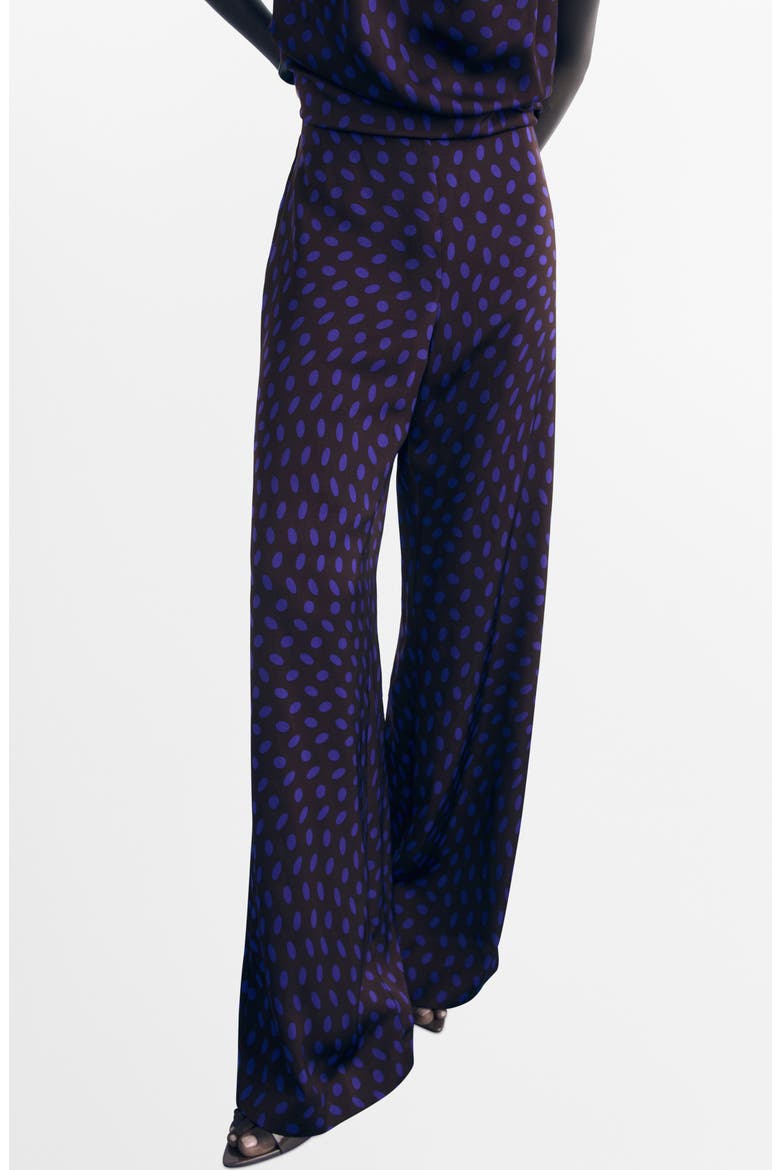 Polka Dot Flare Leg Pants, Main, color, BROWN