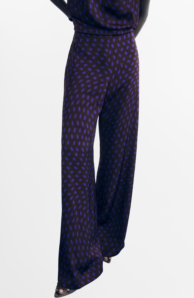 MANGO Polka Dot Flare Leg Pants, Main, color, Brown