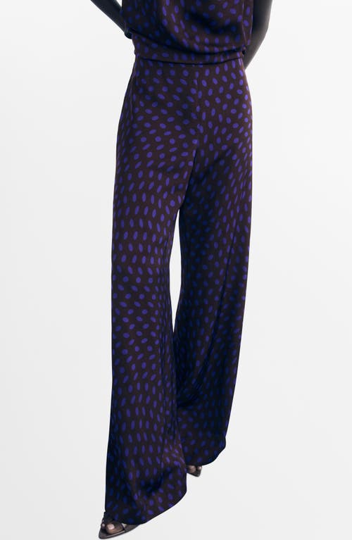 Mango Polka Dot Flare Leg Pants In Purple