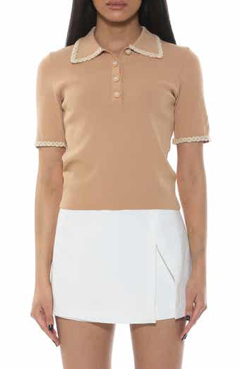 Alexia Admor Collared Knit Short Sleeve Top
