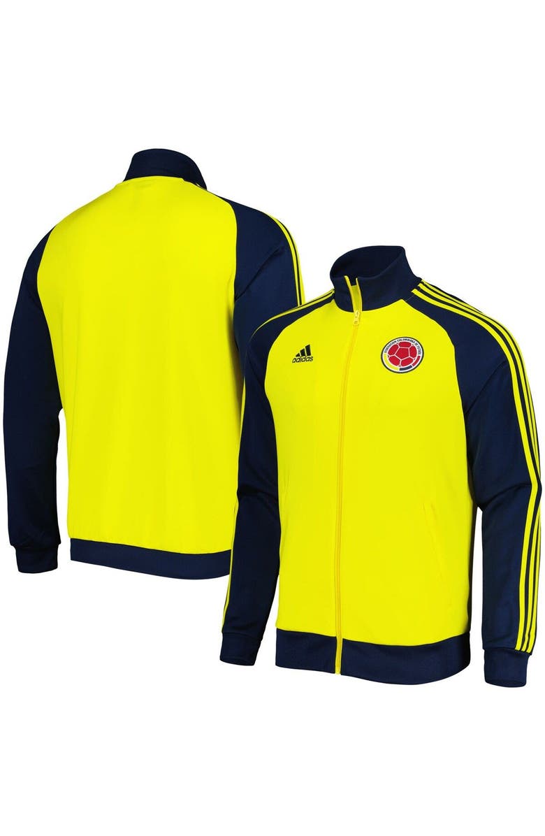 adidas Men's adidas Yellow/Navy Colombia National Team DNA Full-Zip Raglan Track Jacket, Alternate, color,