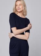 Majestic Filatures Soft Touch Elbow Sleeve Crewneck