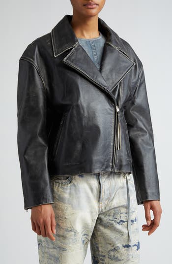 【関税・送料込み】Acne Studios Lilket Biker Jacket Acne Studios Lilket Distressed Leather Moto Jacket | Nordstrom