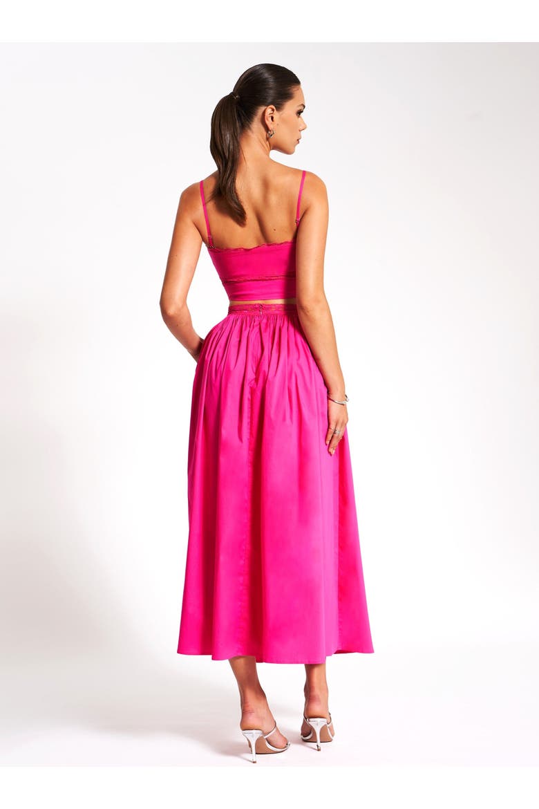 Maya Cotton Poplin Top With Lace Trim, Alternate, color, Fuchsia