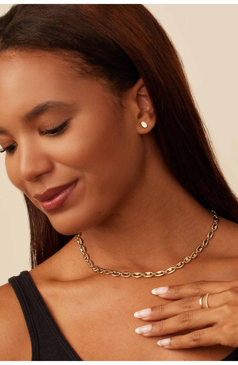 Oradina 14K Gold Sweet Oval Studs, Alternate, color, Yellow Gold