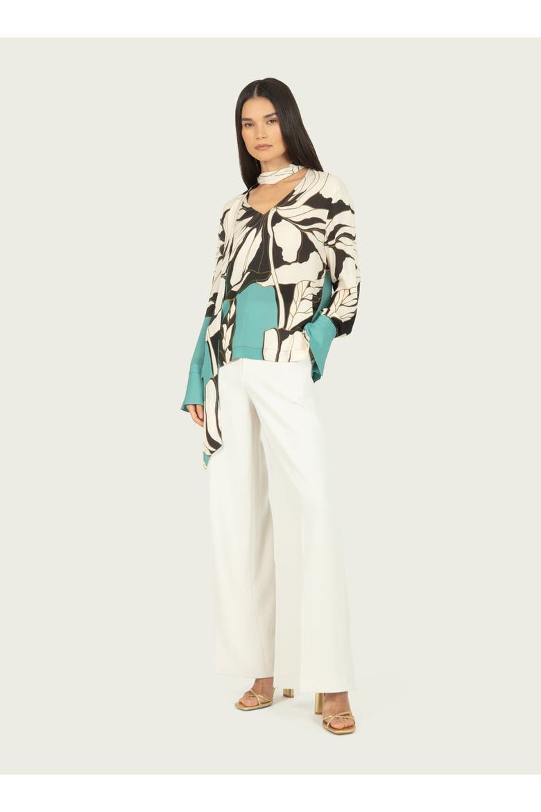 Chiara Blouse, Alternate, color, CYAN GREEN ABSTRACT FLORAL
