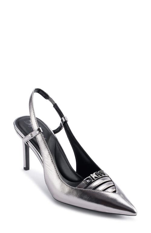Dkny Malden Slingback Pointed Toe Pump In Nickel