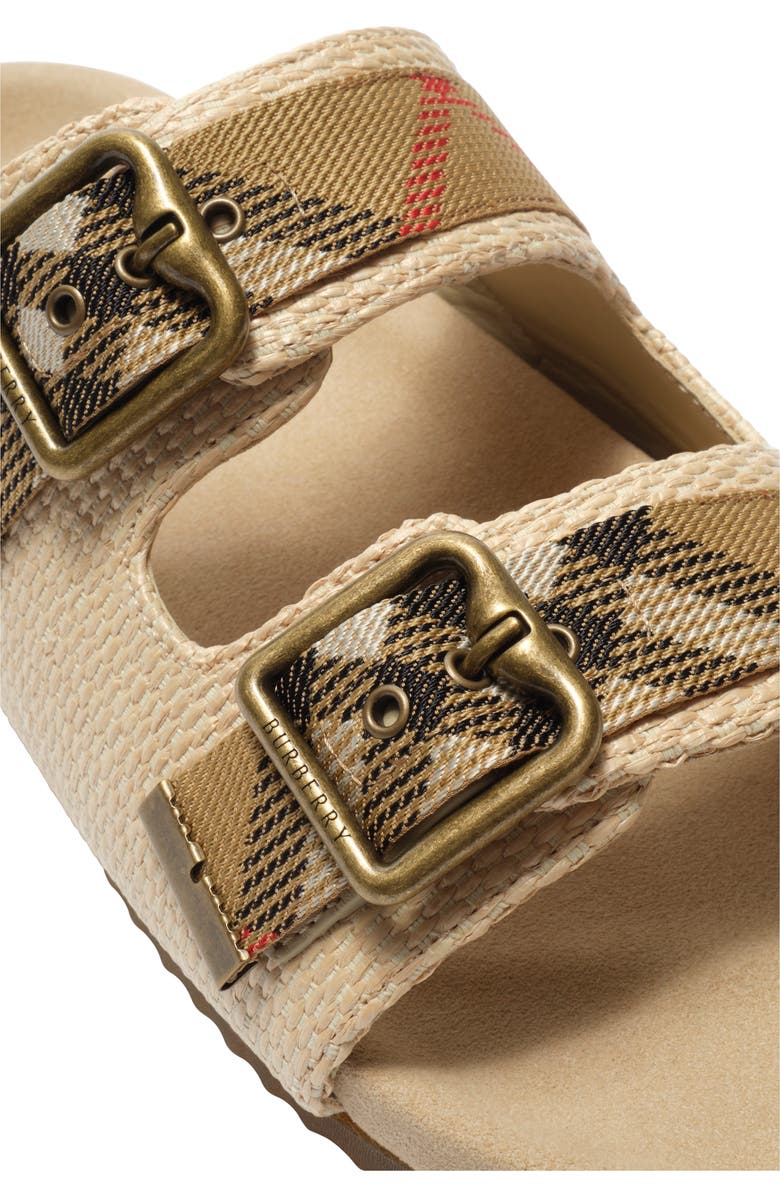 Burberry Raffia-effect Urchin Sandals, Alternate, color, Bake Beige