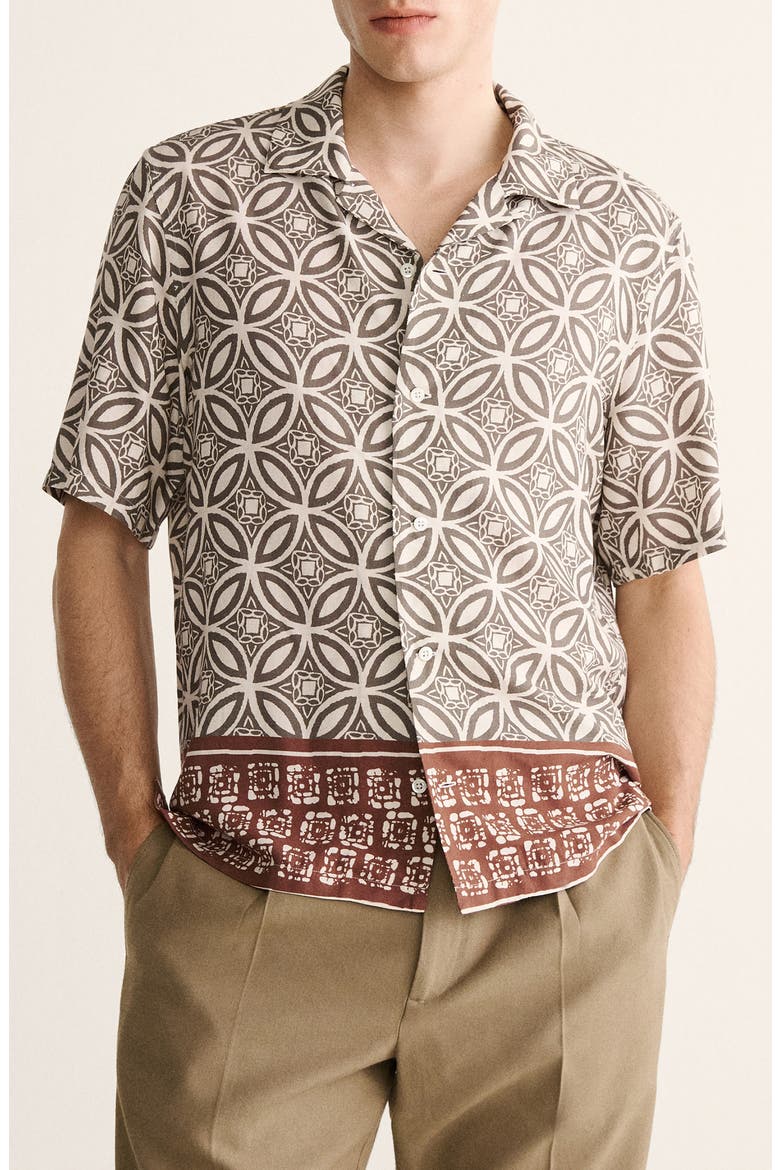 Printed Camp Shirt, Main, color, KHAKI