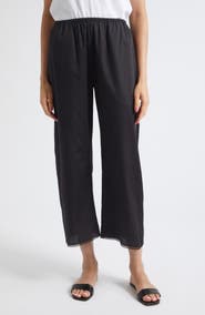 LESET Yoko Lace Hem Crop Cotton Pants