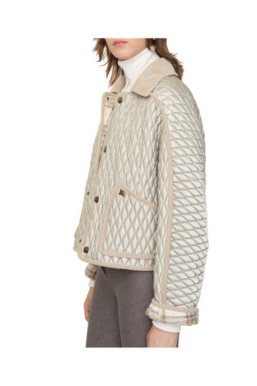 Burberry Floriston Quilted Corduroy-trimmed Jacket In Neutral