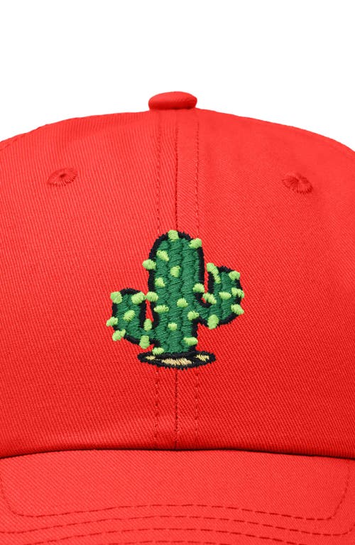 Dalix Cactus Embroidered Low Crown Cap In Red