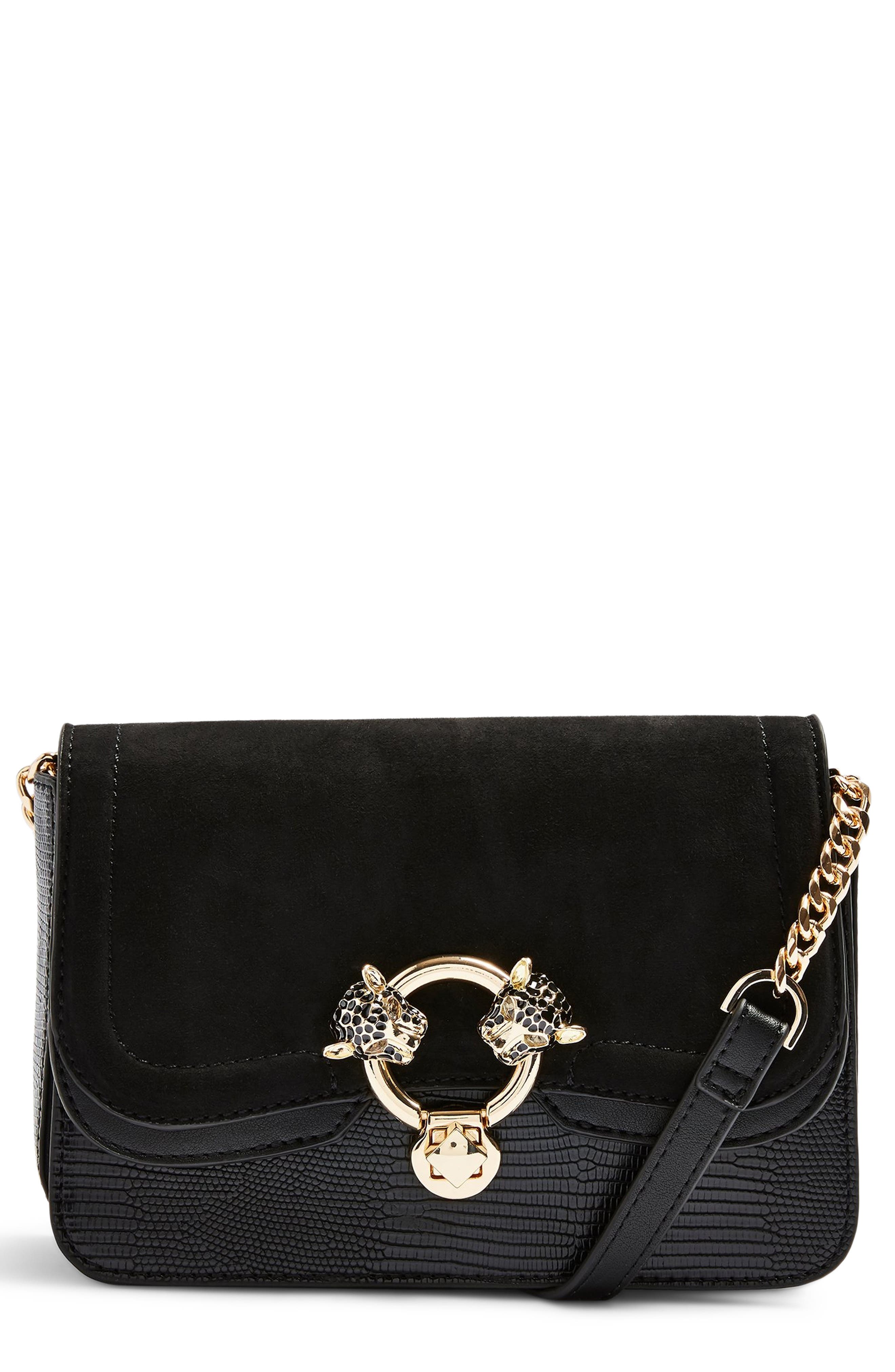 Topshop Double Panther Crossbody Bag, Main, color, 