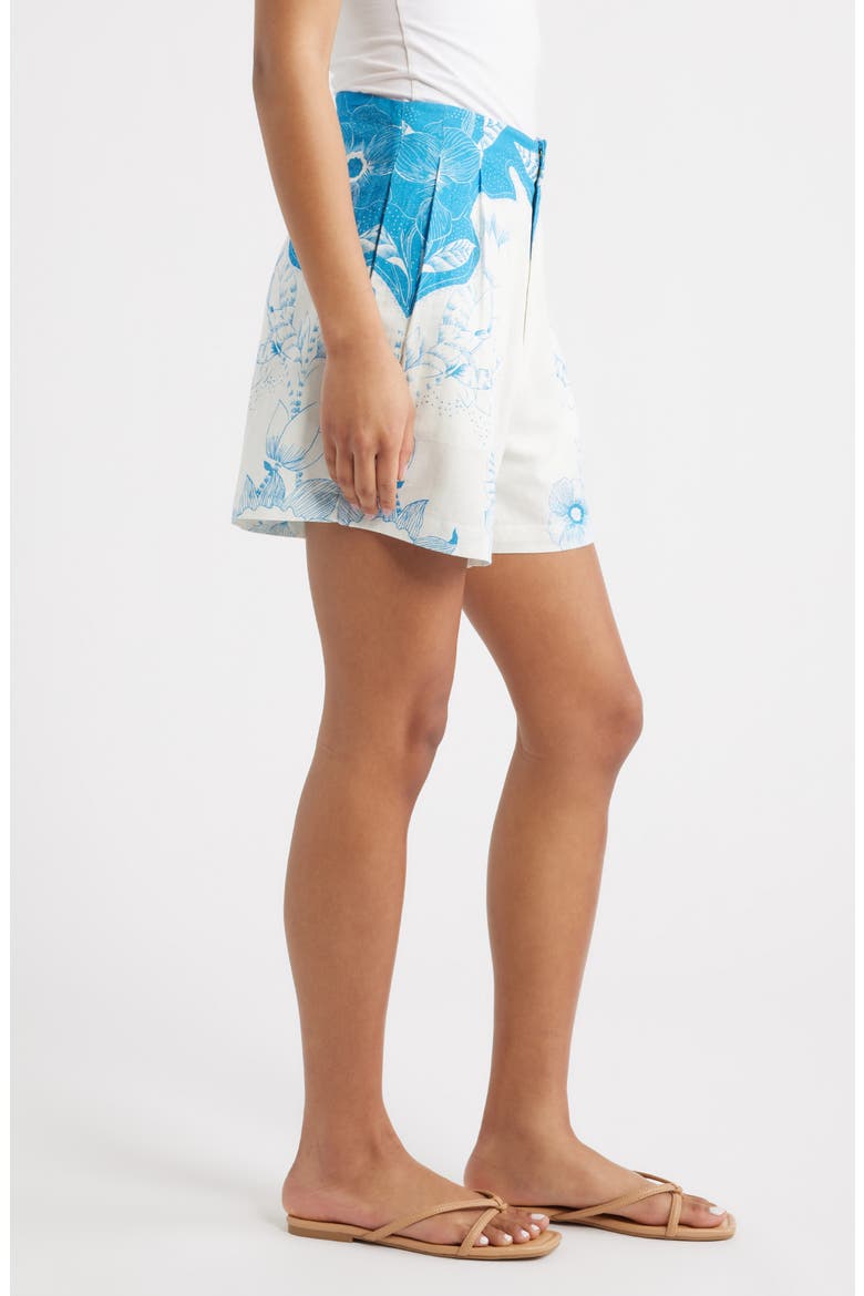 Sebastian Placed Print Cotton & Linen Shorts, Alternate, color, CELESTIA PRINT