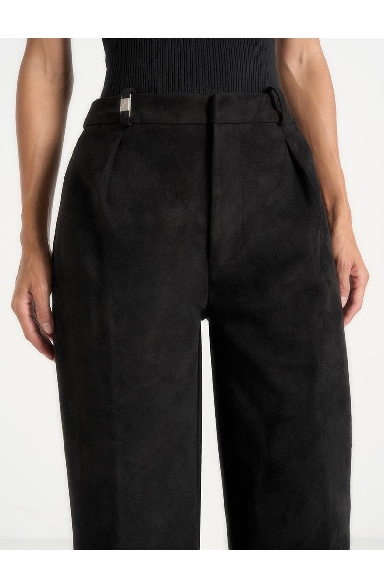 Manière De Voir Solene Suede Wide Leg Pleated Trousers, Alternate, color, Black